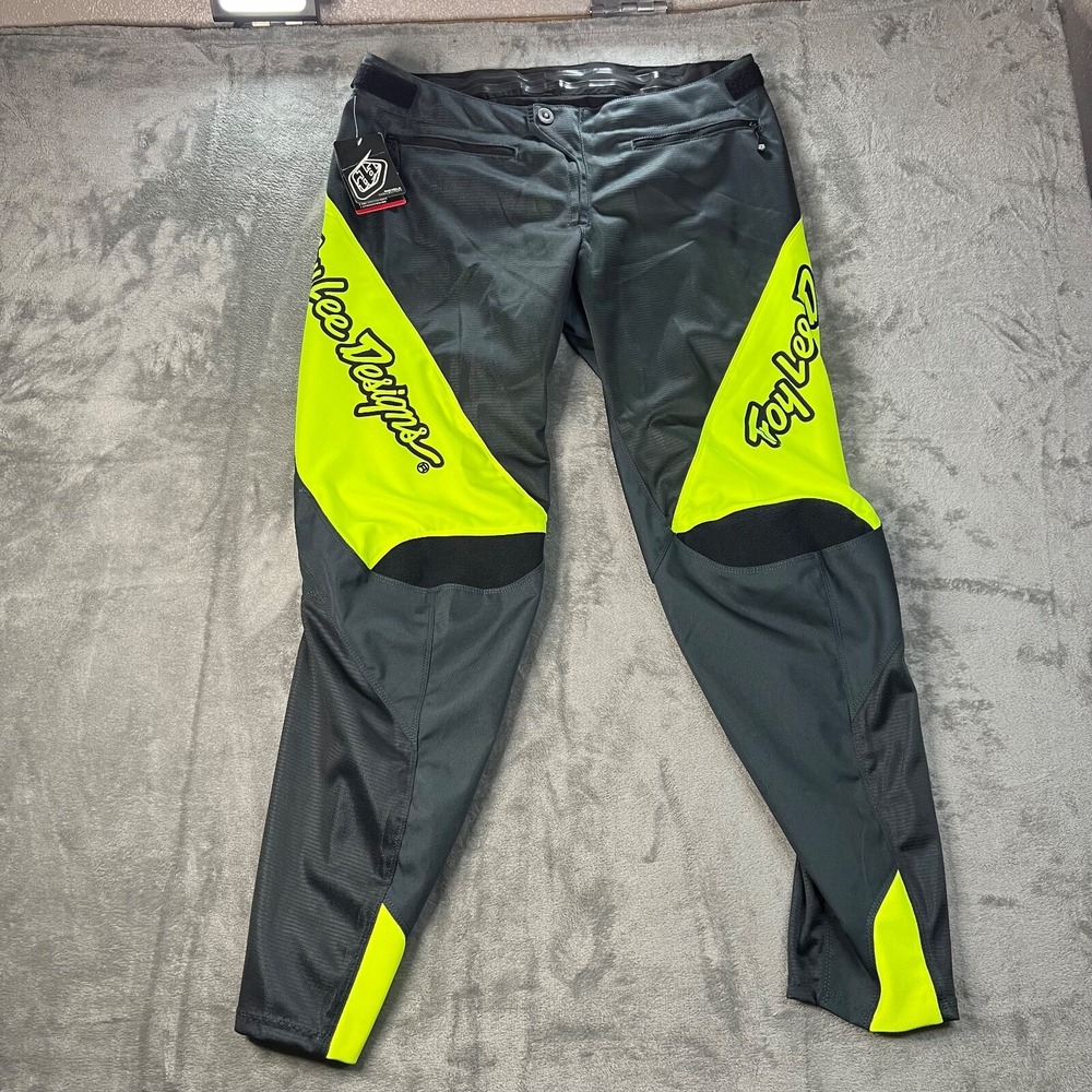 Troy Lee Designs Sprint Pants Mens 36 Gray Yellow Neon Bicycle‎ Racing MTB BMX
